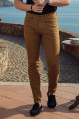 Barabas Men's Skinny Fit Classic Denim Solid Color Jeans 1700 Caramel