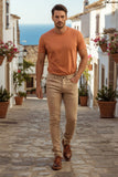 Barabas Men's Skinny Fit Classic Denim Solid Color Jeans 1700 Khaki
