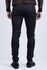 Barabas Men's Stretch Slim Lava Pattern Premium Denim Jeans 1750 Black
