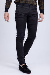 Barabas Men's Stretch Slim Lava Pattern Premium Denim Jeans 1750 Black
