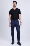 Barabas Men's Stretch Slim Lava Pattern Premium Denim Jeans 1750 Navy