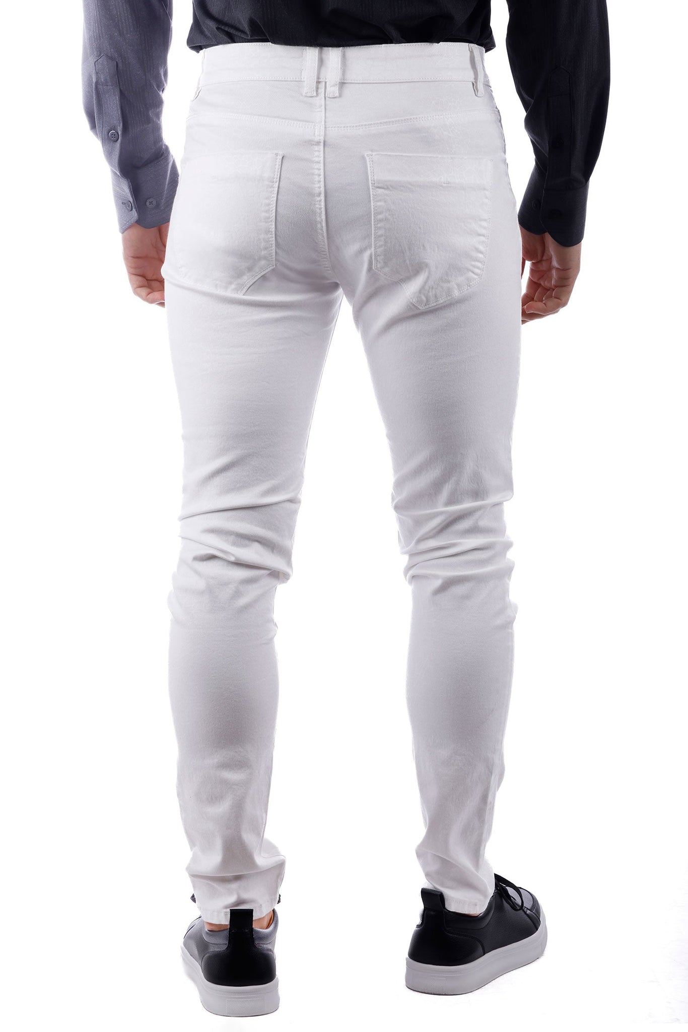 Barabas Men's Wholesale Stretch Slim Lava Pattern Premium Denim Jeans 1750 White