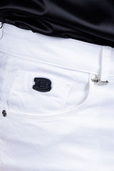 Barabas Men's Stretch Slim Lava Pattern Premium Denim Jeans 1750 White