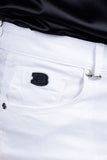 Barabas Men's Stretch Slim Lava Pattern Premium Denim Jeans 1750 White
