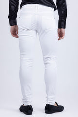 Barabas Men's Stretch Slim Lava Pattern Premium Denim Jeans 1750 White