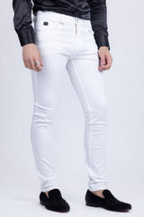 Barabas Men's Stretch Slim Lava Pattern Premium Denim Jeans 1750 White