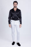 Barabas Men's Stretch Slim Lava Pattern Premium Denim Jeans 1750 White