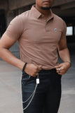Barabas Men's Solid Color Textured Premium Stretch Polo Shirts 5P10 Brown