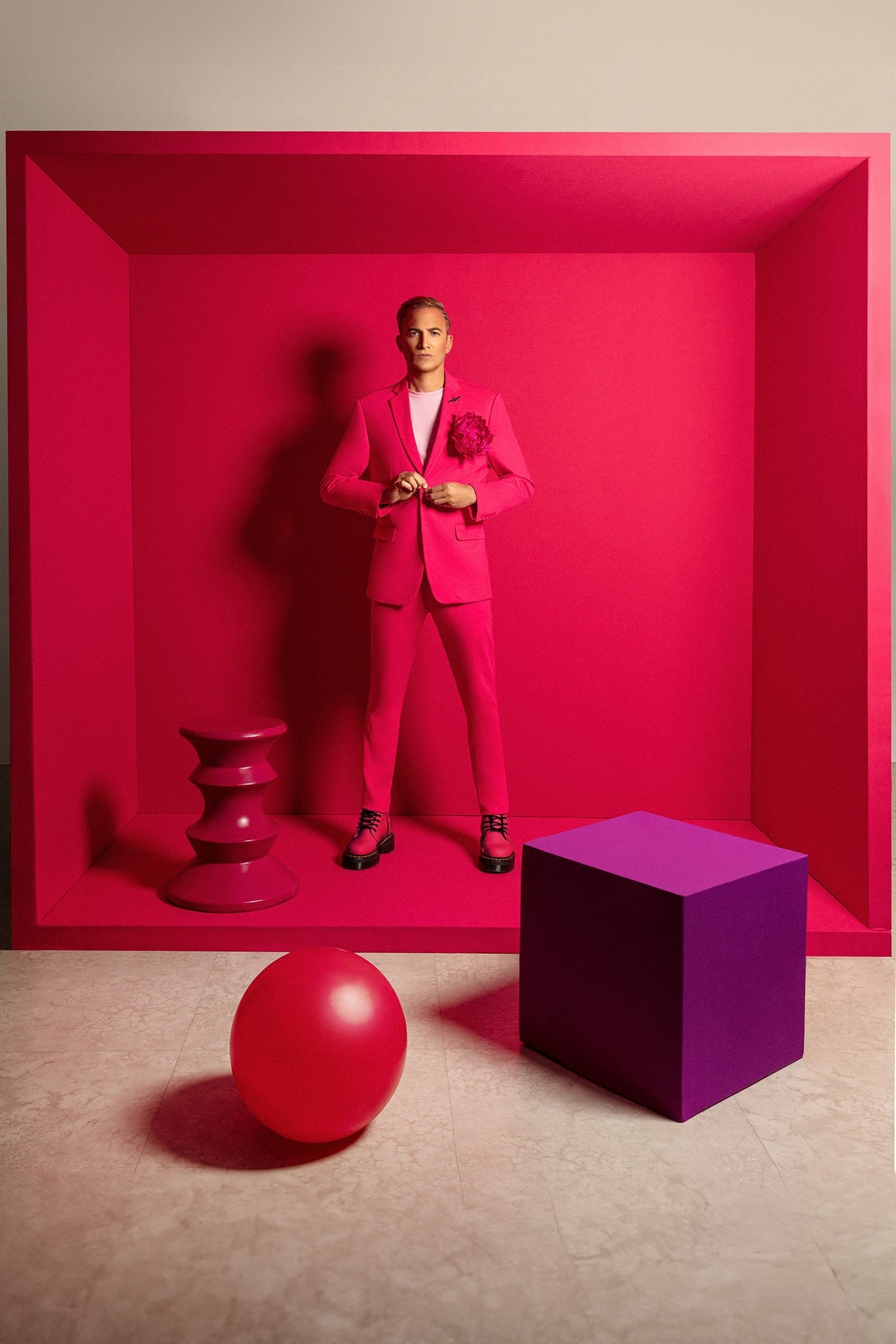 Barabas Wholesale Men's Brushed Cotton Notched Lapel Matt Suit 3SU02 Fuchsia