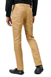 BARABAS Men's Shiny Solid Color Gold Chino Pants 2605