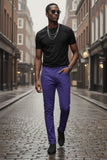 BARABAS Men's Shiny Solid Gold Color Chino Pants 2605 Navy
