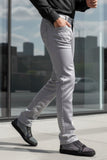 BARABAS Men's Shiny Solid Gold Color Chino Pants 2605 Silver