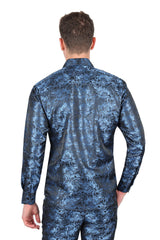 Barabas Wholesale Long Sleeve Floral Men's Button Down Dress Shirts 2B03 Blue