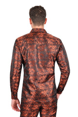 Barabas Wholesale Long Sleeve Floral Men's Button Down Dress Shirts 2B03 Orange