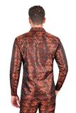 Barabas Wholesale Long Sleeve Floral Men's Button Down Dress Shirts 2B03 Orange