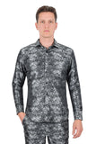 Barabas Wholesale Long Sleeve Floral Men's Button Down Dress Shirts 2B03 Gray