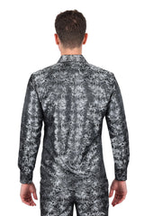 Barabas Wholesale Long Sleeve Floral Men's Button Down Dress Shirts 2B03 Gray