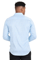 Barabas Wholesale Men's Paisley Long Sleeve Button Down Shirt 2B320 Sky Blue