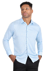 Barabas Wholesale Men's Paisley Long Sleeve Button Down Shirt 2B320 Sky Blue