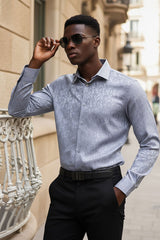 Barabas Wholesale Men's Paisley Long Sleeve Button Down Shirt 2B320 Silver