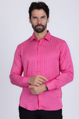 Barabas Wholesale Men's Wood Art Long Sleeve Button Down Shirt 2B321 Pink
