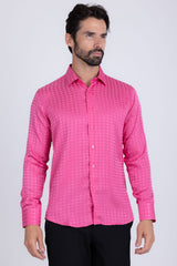 Barabas Wholesale Men's Wood Art Long Sleeve Button Down Shirt 2B321 Pink