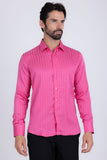 Barabas Wholesale Men's Wood Art Long Sleeve Button Down Shirt 2B321 Pink