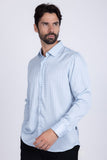 Barabas Wholesale Men's Wood Art Long Sleeve Button Down Shirt 2B321 Sky Blue