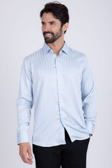 Barabas Wholesale Men's Wood Art Long Sleeve Button Down Shirt 2B321 Sky Blue