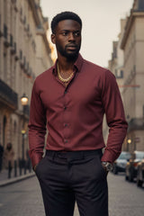 Barabas Wholesale Men's Premium No Stitches Long Sleeves Shirts 2B400 Burgundy 