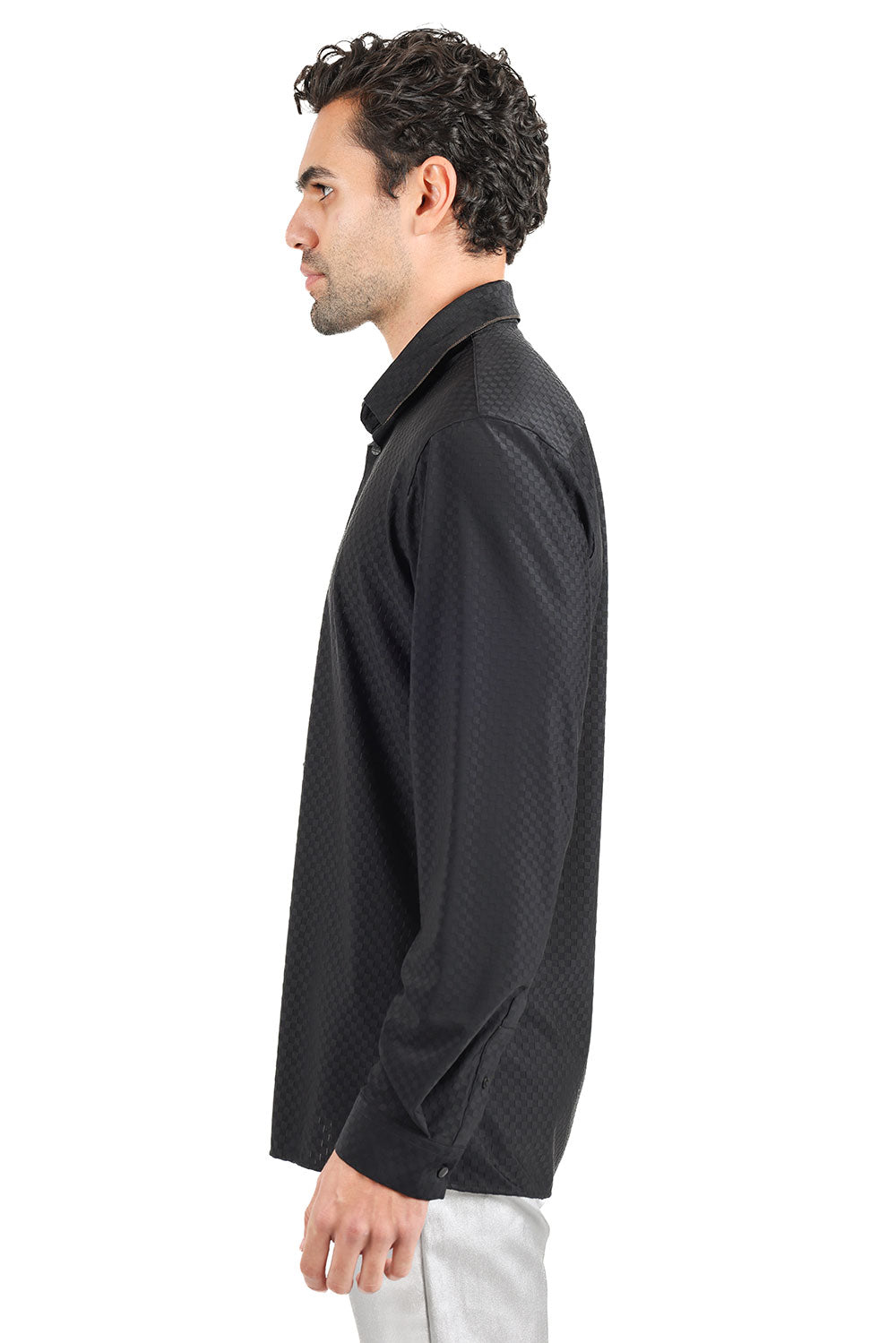 Barabas Men's Premium Solid No Stitches Long Sleeves Shirts 2B403 Black