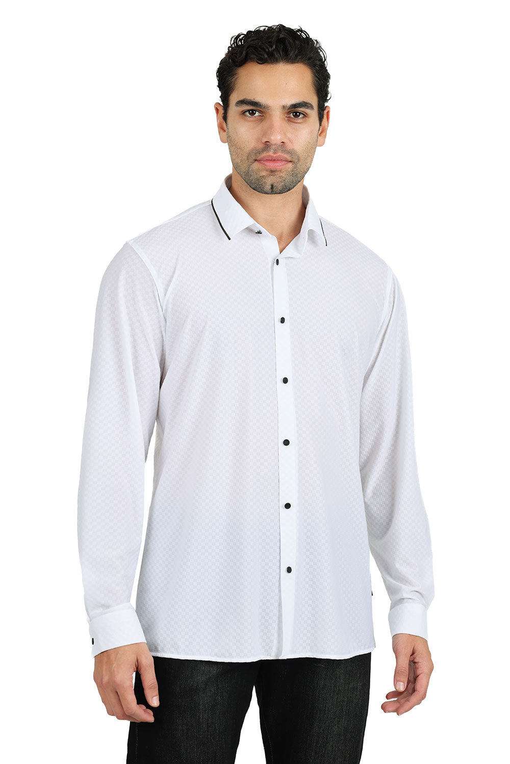 Barabas Men's Premium Solid No Stitches Long Sleeves Shirts 2B403 White