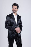 Barabas Wholesale Men's Solid Color Satin Metallic Shine Luxury Blazer 2BL1010 Black