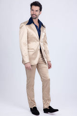 Barabas Wholesale Men's Solid Color Satin Metallic Shine Luxury Blazer 2BL1010 Gold