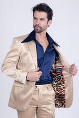 Barabas Wholesale Men's Solid Color Satin Metallic Shine Luxury Blazer 2BL1010 Gold
