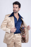 Barabas Wholesale Men's Solid Color Satin Metallic Shine Luxury Blazer 2BL1010 Gold