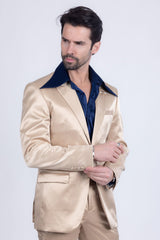 Barabas Wholesale Men's Solid Color Satin Metallic Shine Luxury Blazer 2BL1010 Gold