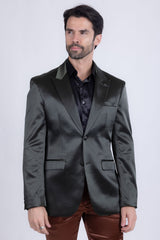 Barabas Wholesale Men's Solid Color Satin Metallic Shine Luxury Blazer 2BL1010 Olive