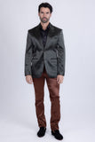 Barabas Wholesale Men's Solid Color Satin Metallic Shine Luxury Blazer 2BL1010 Olive