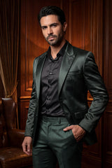 Barabas Wholesale Men's Solid Color Satin Metallic Shine Luxury Blazer 2BL1010 Olive