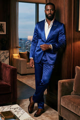 Barabas Wholesale Men's Solid Color Satin Metallic Shine Luxury Blazer 2BL1010 Royal