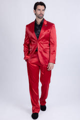 Barabas Wholesale Men's Solid Color Satin Metallic Shine Luxury Blazer 2BL1010 Red