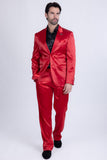Barabas Wholesale Men's Solid Color Satin Metallic Shine Luxury Blazer 2BL1010 Red