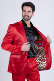 Barabas Wholesale Men's Solid Color Satin Metallic Shine Luxury Blazer 2BL1010 Red
