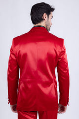 Barabas Wholesale Men's Solid Color Satin Metallic Shine Luxury Blazer 2BL1010 Red