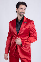 Barabas Wholesale Men's Solid Color Satin Metallic Shine Luxury Blazer 2BL1010 Red