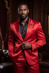 Barabas Wholesale Men's Solid Color Satin Metallic Shine Luxury Blazer 2BL1010 Red