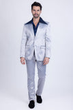 Barabas Wholesale Men's Solid Color Satin Metallic Shine Luxury Blazer 2BL1010 Silver