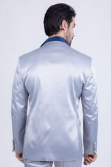 Barabas Wholesale Men's Solid Color Satin Metallic Shine Luxury Blazer 2BL1010 Silver