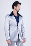 Barabas Wholesale Men's Solid Color Satin Metallic Shine Luxury Blazer 2BL1010 Silver